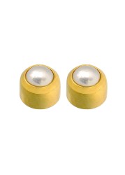 Caflon Singles Cabachon Pearl Gold Plated Earring