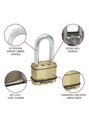 Master Lock Laminated Steel Heavy Duty Padlock W/Keys (10.4 x 5.2 x 3.1 cm)