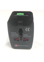 Baykron Universal world travel adapter Black