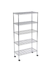 Mobile 5-Shelf Storage Unit (76 x 35.5 x 152 cm, Silver)