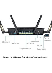 Asus Router RT-AX88U Quad-Core, Next-Gen WiFi 6, Wireless 802.11ax Dual Band Wi-Fi Adaptive