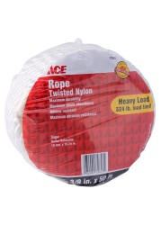 Ace Twisted Nylon Rope (15.2 m, White, Sold Per Piece)