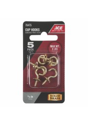 Ace Polished Brass Cup Hooks (1.6 cm, 5 Pc.)