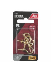 Ace Polished Green Brass Cup Hooks (2.2 cm, 5 Pc.)
