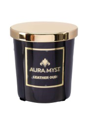 Aura Myst Glass Jar Candle W/ Lid (198 g, Leather Oud)