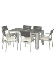 SJÄLLAND Table+6 chairs w armrests, outdoor