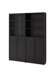 BILLY / OXBERG Bookcase with panel/glass doors