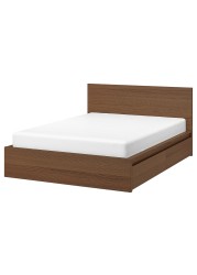 MALM Bed frame, high, w 4 storage boxes