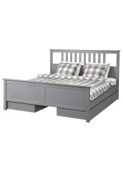 HEMNES هيكل سرير+4 صناديق تخزين