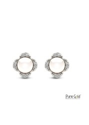 18k OYSTRA PEARL EARRING 0.06 CTS-White Gold