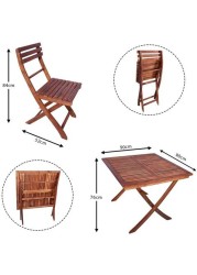 YATAI Acacia Wood Chairs Table Square Bistro Dining Set Set - 5 Pcs