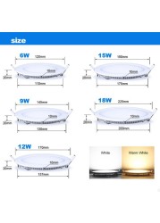 Generic-Ultra Thin 18W Recessed Ceiling Panel Lamp Down Light Circular Round Shape AC85-265V 90 LED for Bedroom Living Room Dining Hall Cafe Shop Home Decoration