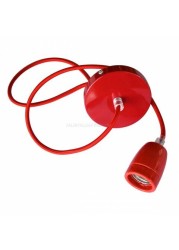 Indoor Veronica Suspension Pendant Retro Style Ceramic Hanging Light Braided Cable - Red