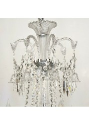 Crystal Chandelier Glass- 6 Arms - Silver