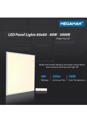 Megaman Back-lite LED Panel Light 60 x 60 Flicker Free CB 40W 3000K - WarmWhite