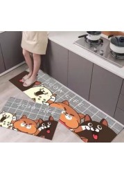 Lovey Cartoon Kitchen Mats Kitchen Rugs Bedroom Carpets Set Absorbent Thick Non-slip Washable, Area Rugs for Kitchen Floor Indoor Outdoor Entry(40x 60cm and 40x120cm)- 2PCS (brown printed, 40x 120 cm)