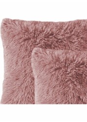 Luxe Decora 2-Piece Decorative Fur Cushion Set Rose 65x65cm