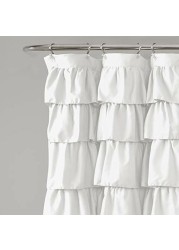 Lush Decor, White Ruffle Shower Curtain | Floral Textured Shabby Chic Farmhouse Style Design, X 72