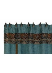 Hiend Accents Del Rio Faux Suede Western Shower Curtain &amp; Rings Bath Set, 72&quot; X 72&quot;, Teal Blue
