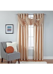 Style Master Stylemaster Home Products Rivington Faux Silk Waterfall Valance With Beaded Trim, 36 By 37-Inch, Sand