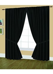 Editex Home Textiles Elaine Lined Pinch Pleated Window Curtain, 48 By 95-Inch, Black