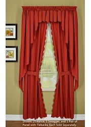 Today&#39;s Curtain Orleans 63&quot; Swagger Pair Tambour Scallop Edge Curtain, Brick Red, 80&quot; W X L