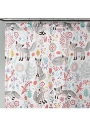 Lush Decor Pixie Fox 72&quot; X 72&quot; Shower Curtain, Gray &amp; Pink