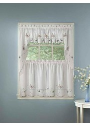 Lorraine Home Fashions Monarch Tier Curtain Pair, 58 By 36-Inch, White