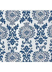 Mdesign Long Decorative Damask Print - Easy Care Fabric Shower Curtain With Reinforced Buttonholes, For Bathroom Showers, Stalls And Bathtubs, Machine Washable - 72&quot; X 84&quot; - Navy Blue/White