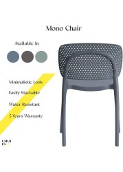 Mono Chair Dotted, Premium Stackable Chairs, Modern Nordic PP Chair for Indoor &amp; Outdoor Use, Dining &amp; Leisure Bistro Chairs By Daamudi (Slate Grey, 4 PC SET)