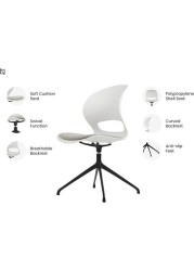 VIS Chair, Premium Meeting & Visitor Chairs, Swivel Chair With Soft Cushion Seat By Navodesk (White)