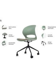 VIS Chair, Premium Meeting &amp; Visitor Chairs, Swivel Chair With Soft Cushion Seat By Navodesk (Sage Green, With Castor Wheels)