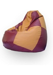 Luxe Decora PVC Leather Multicolor Bean Bag (Beige &amp; Maroon)