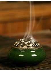 Generic Ceramic Vintage Incense Burner Green 10x7.2centimeter