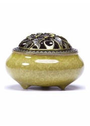 Generic Ceramic Incense Holder Yellow/Gold 3.9 x 2.8inch