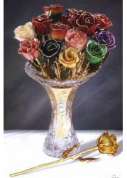 Allmygold Jewelers Long Stem 24k Dipped Gold Trim Black Rose