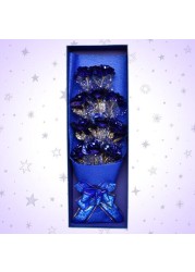 Generic - 11pcs 24k Gold Plated Blue Rose Bouquet