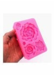 Generic 5-Cavity Decorative Rose Mould Pink