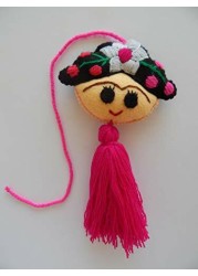 El Az&uuml;lejo Azuleho - Frida Kahlo Favors - 4 Assorted Pcs - Mexican Party Favors - Pom Pom Bag Charm - Bag Accessory - Birthday Present - Mexican Fiesta Decoration - Cinco De Mayo - Party Supplies