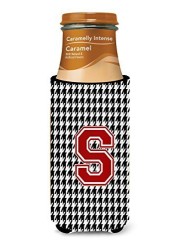 Caroline&#39;s Treasures Cj1021-Smuk Monogram - Houndstooth Letter S Ultra Beverage Insulators For Slim Cans, Slim Can, Multicolor