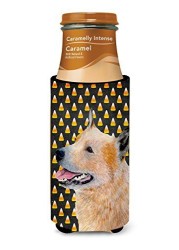 Caroline&#39;s Treasures Lh9058Muk Australian Cattle Dog Candy Corn Halloween Portrait Ultra Beverage Insulators For Slim Cans, Slim Can, Multicolor