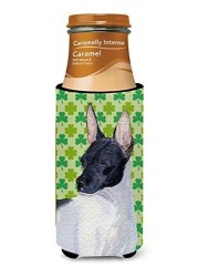 Caroline&#39;s Treasures Ss4411Muk Rat Terrier St. Patrick&#39;s Day Shamrock Portrait Ultra Beverage Insulators For Slim Cans, Slim Can, Multicolor