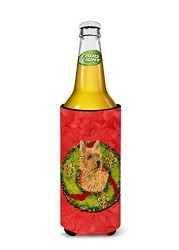 Caroline&#39;s Treasures Ss4188Muk Norwich Terrier Cristmas Wreath Ultra Beverage Insulators For Slim Cans, Slim Can, Multicolor