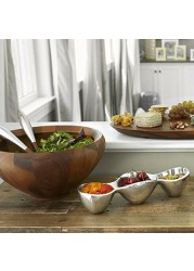 Nambe Yaro Acacia-Wood Salad Bowl with 2 Servers