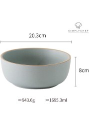 Siena Dinnerware Collection  High End Ceramic Dinner Sets  Dinner Plates (Grey, Serving Bowl)