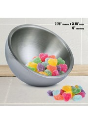 Estilo Stainless Steel Nut and Candy Dish, Dual Angle Double-wall Serving Bowl, 7.75 inches diameter
