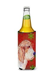 Caroline&#39;s Treasures Lh9352Muk Petit Basset Griffon Vendeen Red Green Snowflake Christmas Ultra Beverage Insulators For Slim Cans, Slim Can, Multicolor