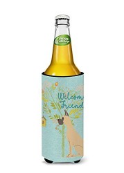 Caroline&#39;s Treasures Bb7589Muk Welcome Friends Fawn Great Dane Cropped Ears Michelob Ultra Hugger For Slim Cans, Slim Can, Multicolor