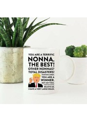 Andaz Press Funny President Donald Trump 11oz. Coffee Mug Gift, Terrific Nonna, 1-Pack, Hot Chocolate Christmas Birthday Drinking Cup Republican Political Satire for Family in Laws