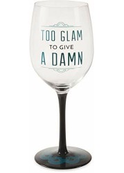 Pavilion Gift Company Pretty Inappropriate Too Glam To Give A Damn Wine Glass Candle Holder, Blue